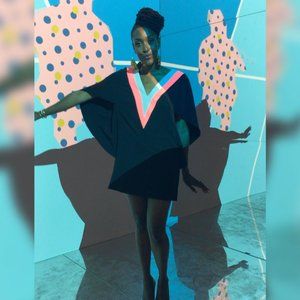 Milly Colorblock V Neck Italian Cady Mini Dress